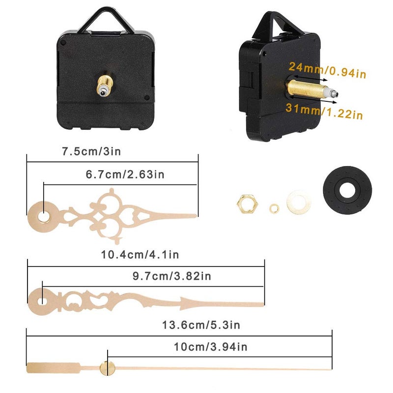 Carkio High Torque Clock Replacement Movement,Clock Movement Metal Clock Needle Kit,31MM Long DIY Repair Quartz Wall Clock Movement,8 PCS - Image 2